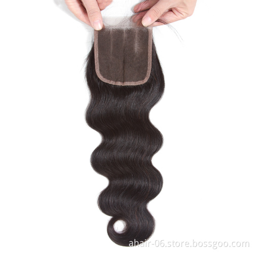 No Shedding No Tangle 10A 4x4 Swiss Lace Natural Color 100% Brazilian Virgin Human Hair Body Wave 10"-20" Lace Closure